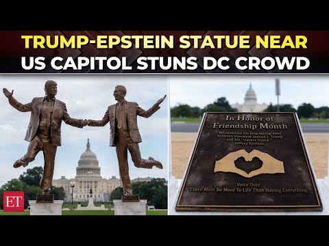 ‘Best friends forever’: Trump-Epstein ‘friendship’ statue holding hands goes on full display in DC
