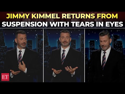 Jimmy Kimmel returns after suspension over Charlie Kirk remarks, tears up in emotional monologue