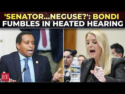 ‘What’s happening at DOJ is disgrace’: Pam Bondi left speechless as Neguse plays Epstein videos